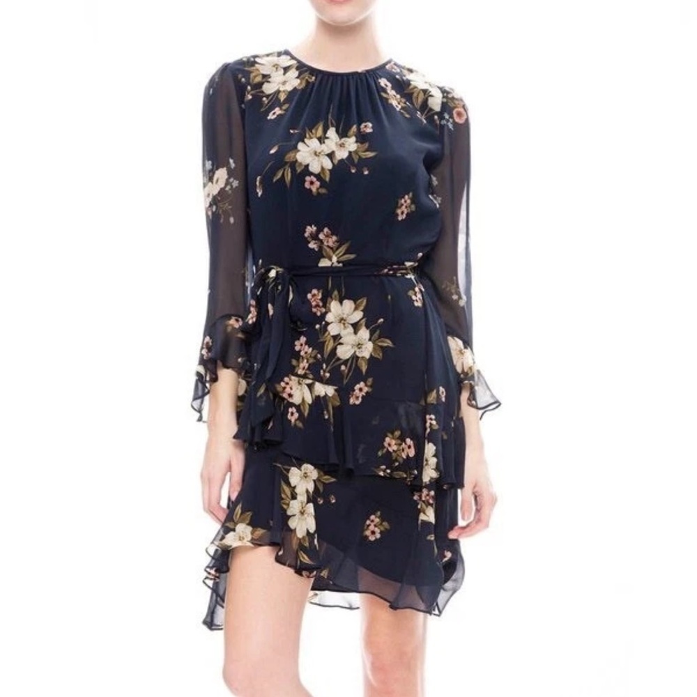 Joie Navy Long Sleeved Floral Dress | 2